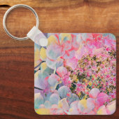 Bloeiende Zomer Hydrangea Bloem Sleutelhanger (Voorkant)