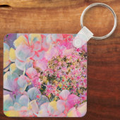 Bloeiende Zomer Hydrangea Bloem Sleutelhanger (Achterkant)