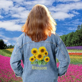 Bloeiende zonnebloemen denim jas jacket