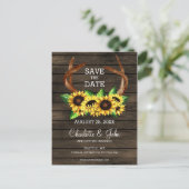 Bloeiende zonnebloemen gewei land chique bruiloft aankondigingskaart (Staand voorkant)