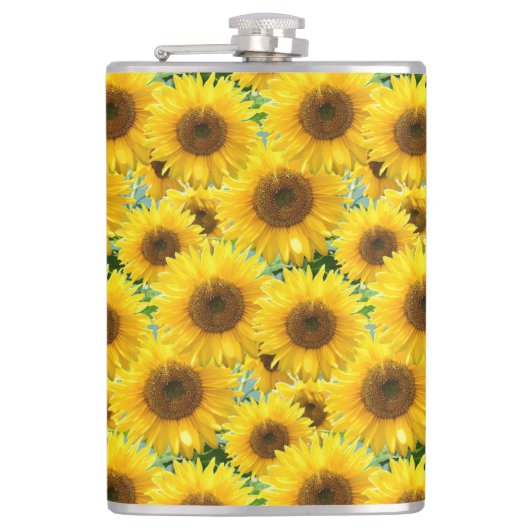Bloeiende zonnebloemen heupfles (Voorkant)