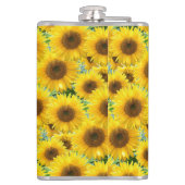 Bloeiende zonnebloemen heupfles (Achterkant)