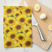 Bloeiende zonnebloemen theedoek (Quarter Fold)