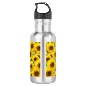 Bloeiende zonnebloemen waterfles (Achterkant)