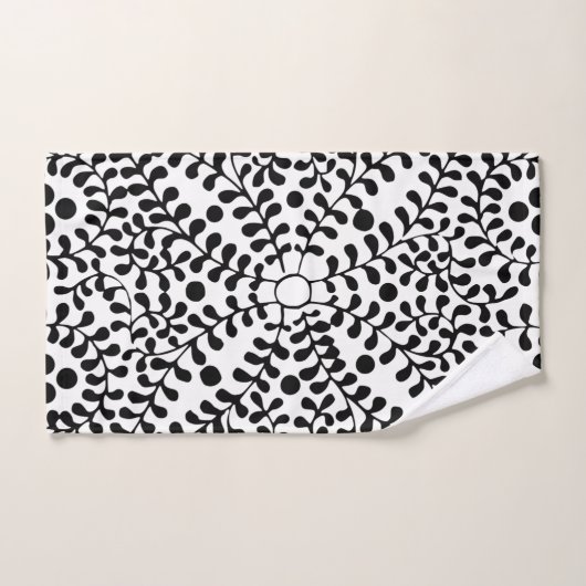  bloeiende zwart-wit print bad handdoek (Handdoek)