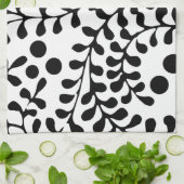  bloeiende zwart-wit print theedoek (Gevouwen)