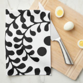 bloeiende zwart-wit print theedoek (Quarter Fold)