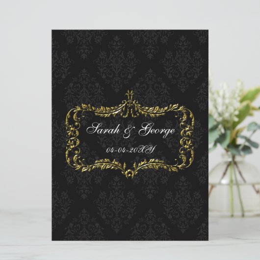 bloeiende zwarte gouddamesuitnodigingen voor kerst kaart (Staand voorkant)