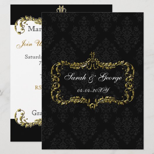 bloeiende zwarte gouddamesuitnodigingen voor kerst kaart (Voorkant / Achterkant)