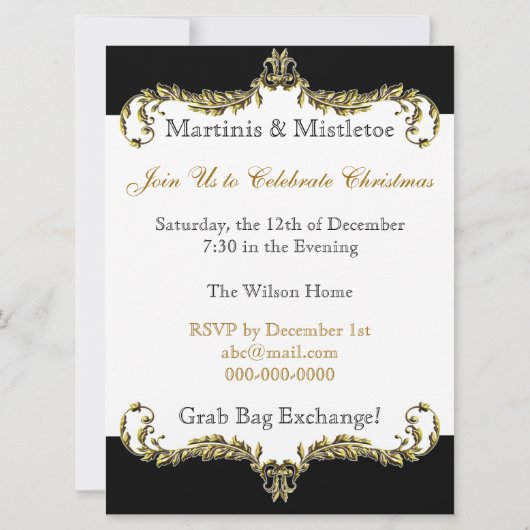 bloeiende zwarte gouddamesuitnodigingen voor kerst kaart (Achterkant)