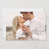 Bloeiende Zwarte Script Foto Save The Date (Voorkant)
