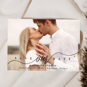 Bloeiende Zwarte Script Foto Save The Date