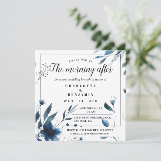 bloeiochtend na bruiloftsbrunch kaart (Staand voorkant)