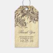 bloeit chique bruiloft dank u cadeaulabel (Voorkant)