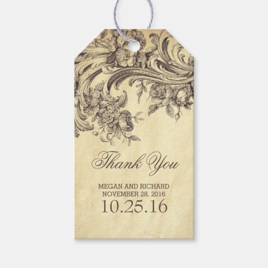  bloeit chique bruiloft dank u cadeaulabel (Voorkant)