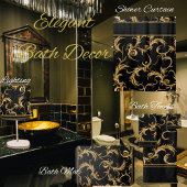  Bloeit Zwart en Goud Bad Handdoek