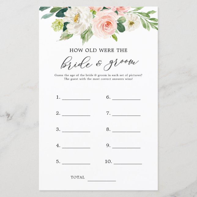 Bloeiwijze Hoe oud waren de bruid en bruidegom spe (Voorkant)