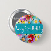 bloem50th ronde button 5,7 cm (Voorkant /achterkant)
