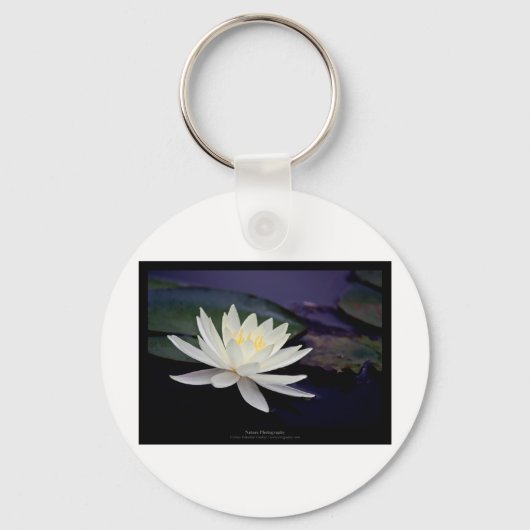 Bloem 039 Witte waterLily Sleutelhanger (Voorkant)