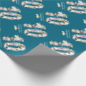 Bloem 10e verjaardag Blauwgroen Foto Collage Yello Cadeaupapier (Hoek)