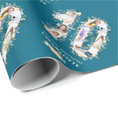 Bloem 10e verjaardag Blauwgroen Foto Collage Yello Cadeaupapier (Rol Hoek)