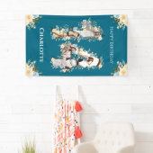 Bloem 14e verjaardag Blauwgroen Foto Collage Yello Spandoek (Insitu)