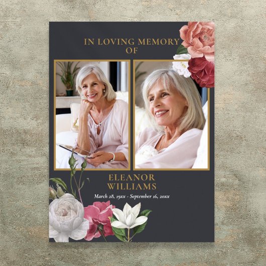 Bloem 2 Foto Herdenking Van Leven Funeral Poster