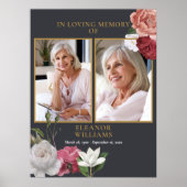 Bloem 2 Foto Herdenking Van Leven Funeral Poster (Voorkant)