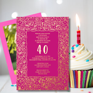 Bloem 40ste verjaardag verrassings sjabloon roze u