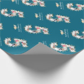 Bloem 5e verjaardag Blauwgroen Foto Collage Blauw  Cadeaupapier (Hoek)