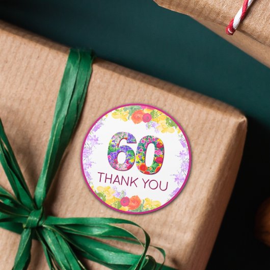 Bloem 60ste verjaardag dank u stickers 60 jaar
