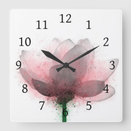 Bloem 6 Roze Lotus Vierkante Klok