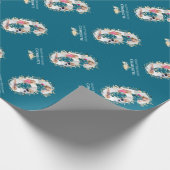 Bloem 6e verjaardag Blauwgroen Foto Collage Blauw Cadeaupapier (Hoek)