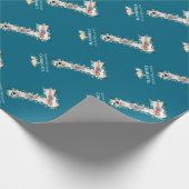 Bloem 7e verjaardag Blauwgroen Foto Collage Blauw  Cadeaupapier (Hoek)