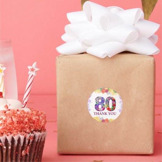 Bloem 80ste verjaardag dank u stickers 80 jaar (Feest)