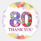 Bloem 80ste verjaardag dank u stickers 80 jaar (Voorkant)