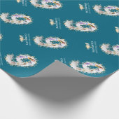 Bloem 9e verjaardag Blauwgroen Foto Collage Blauw  Cadeaupapier (Hoek)