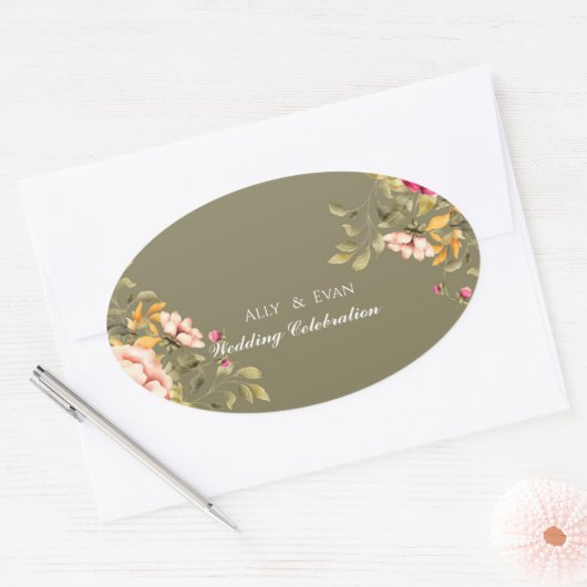 Bloem Aangepaste grootte & Naam Sticker (Envelop)