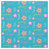 Bloem aangepaste naam aqua roze typografische stof (Swatch)