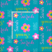 Bloem aangepaste naam aqua roze typografische stof (Delen)