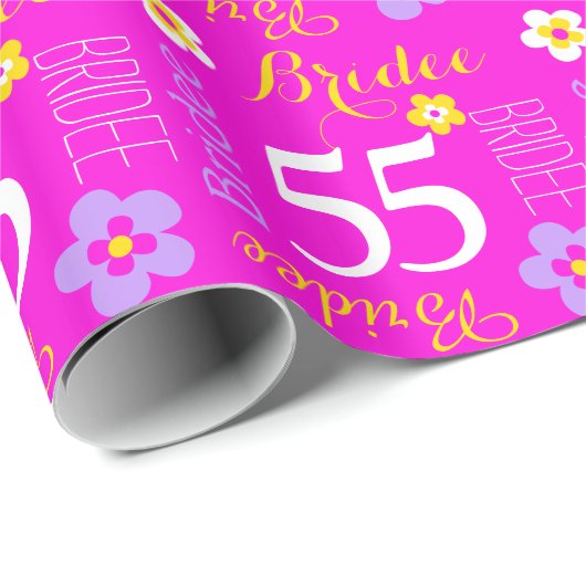 Bloem aangepaste naam Bridee 55 verjaardag wrap Cadeaupapier (Rol Hoek)