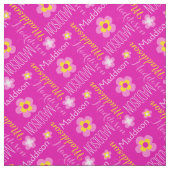 Bloem aangepaste naam roze gele typografische stof (Swatch)