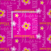 Bloem aangepaste naam roze gele typografische stof (Delen)