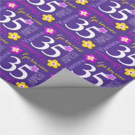 Bloem aangepaste naam Yasmina 35e verjaardag Cadeaupapier