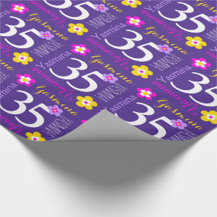 Bloem aangepaste naam Yasmina 35e verjaardag Cadeaupapier