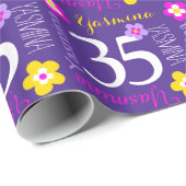 Bloem aangepaste naam Yasmina 35e verjaardag Cadeaupapier (Rol Hoek)