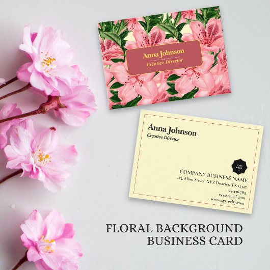 Bloem Achtergrond Patroon Gepersonaliseerde Naam Visitekaartje