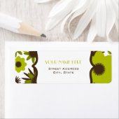 Bloem Adreslabel - Retro Groene Bloemen Etiket (Insitu)