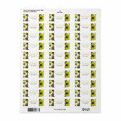 Bloem Adreslabel - Retro Groene Bloemen Etiket (Full Sheet)