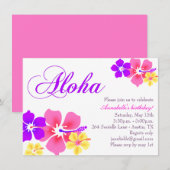 Bloem Aloha Verjaardag Uitnodiging (Voorkant / Achterkant)